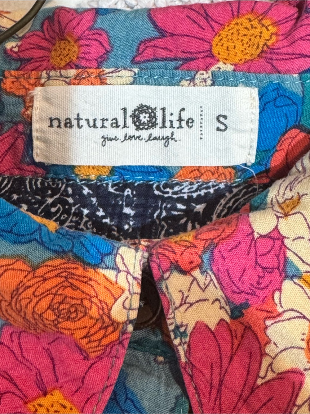 Natural Life Patchwork Floral Button Down Shirt Size Small - Picture 10 of 12